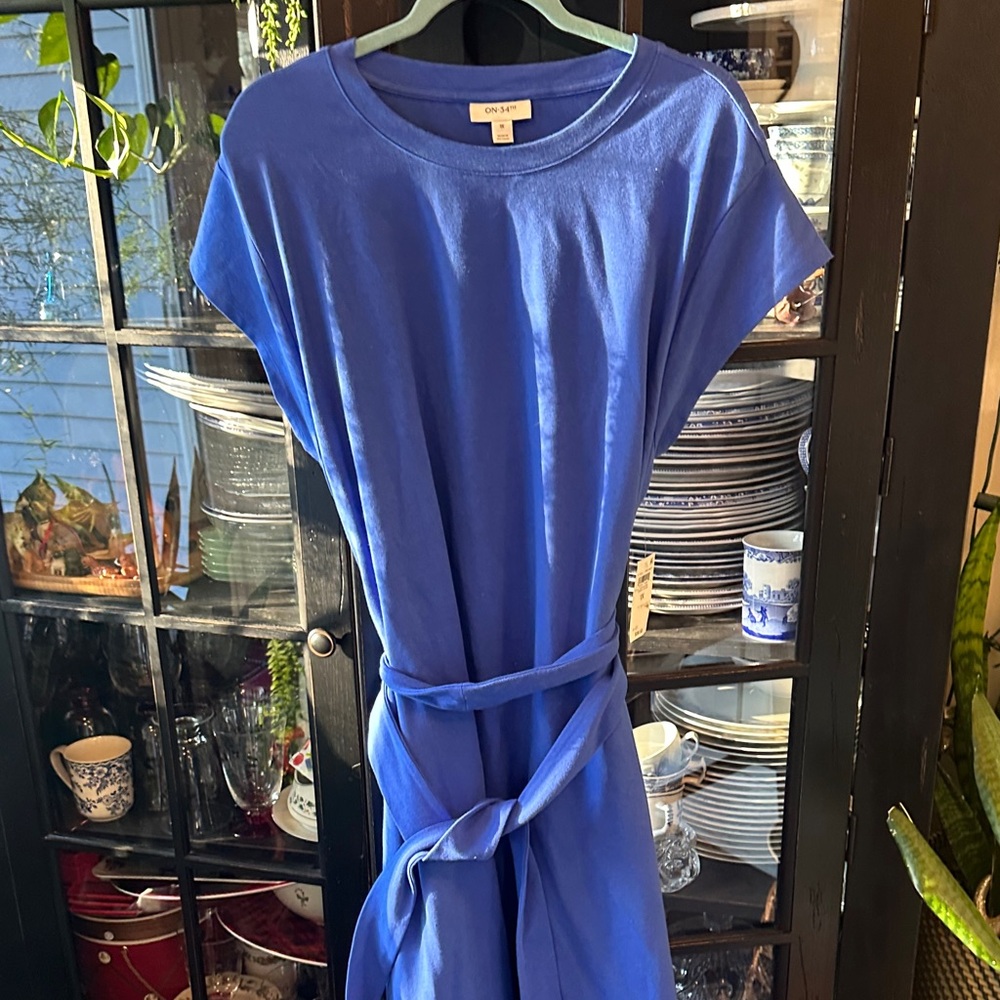 ON 34th Royal Blue Belted Tee Dress